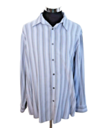 Alfani Shirt Men&#39;s Size XLarge Blue-Gray Striped Long Sleeves Button Front - £10.05 GBP