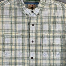 Red Head Shirt Mens Extra Large Plaid Button Down Seersucker Casual Camp - £5.50 GBP