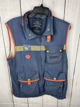 VIntage  Nautica Vest  Full Zip Pockets Fishing Hunting Sz Small Blue - $28.04