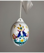 VTG Hand Painted Ceramic Egg Ornament Moravian Czech Folk Art Easter Bir... - $17.77