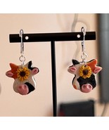 Spooky Season Fall Halloween Cows with Sunflowers Polymer Clay Handmade ... - $18.99 CAD