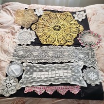 Lot of 12 Vintage CROCHET Table Toppers Dolies Table Runners - $24.95
