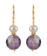 14K Yellow Gold Freshwater Cultured Pearl &amp; Amethyst Drop Earrings - $4,130.69 MXN