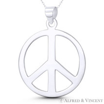 Peace Sign Charm Hippie Movement Symbol 55x41mm Pendant in .925 Sterling Silver - £33.31 GBP+