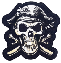 Pirate Skull With Crossed Swords Iron On Embroidered Patch 4&quot;x 4&quot; - $6.49