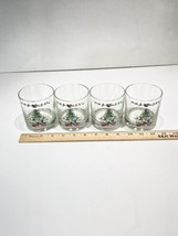 4 Luminarc Noel Christmas Tree Drinking Glasses VINTAGE Holiday Glass Set 3.5” - £15.02 GBP