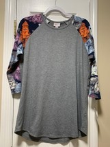Ladies L Lularoe Wolfman 3/4 Sleeve Top NWT Grey Wolfman Sleeves Basebal... - $16.95