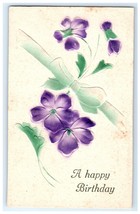Vintage Purple Violets Birthday Embossed Postcard - $7.00