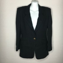Jones New York Womens Solid Black Suit Jacket Office Blazer 1 Button Pet... - £31.45 GBP