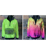 Speedo Neon Lime Green Rainbow Reversible Half Zip Anorak Windbreaker Pu... - $20.00