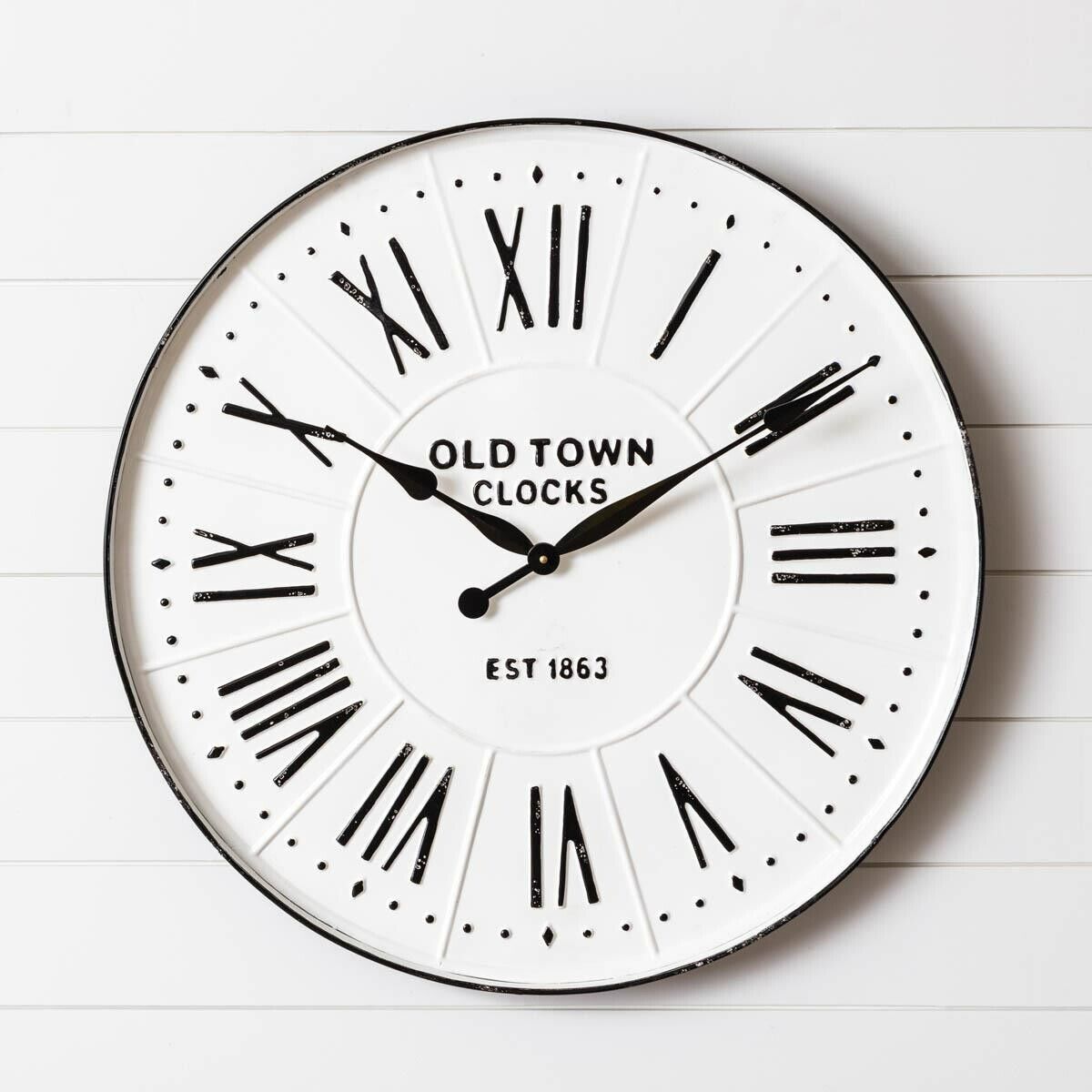 Embossed OLD TOWN Metal Clock - 27.5 in