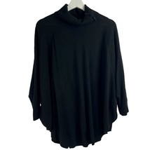 Talbots Size S/M Round Poncho Sweater Black Lambswool Blend Women’s Cozy Knit - $27.09