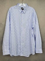 Pronto Uomo Mens Dress Shirt 17/34-35 No Iron Button Up Blue Plaid Made in Italy - £12.41 GBP