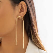 18K Gold-Plated Herringbone Tassel Bow Drop Earrings - £2.38 GBP