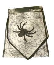 Halloween Spider Table Runner Webs 13x72&quot; Spooky Scary Black Gray Party Liberty - £23.77 GBP