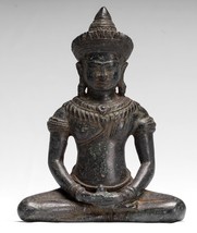 Buddha Statue - Antique Khmer Style Meditation Baphuon 19cm/8&quot; - £390.53 GBP