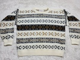 Barrel II Multicolored Geometric Knit Pullover Sweater L USA Made Distre... - $11.26
