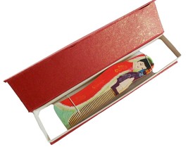 Chinese Wood Painted Comb in Box Woman Girl Shaped Oriental Vanity Decor... - £7.75 GBP