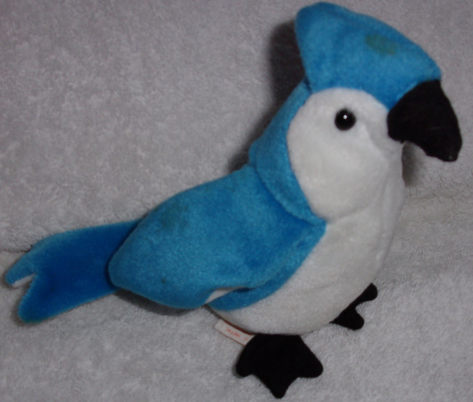 TY Beanie Babies Rocket the Blue Jay Bird Stuffed Animal Plush Toy - 5 1/2  inches tall - Blue and White