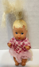 Vintage 1973 Mattel Miniature Baby Doll Blonde Hair with Outfit 2.75 in - £19.28 GBP