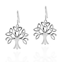 Tree Of Life Trinity Celtic Knot .925 Sterling Silver Earrings - £16.03 GBP