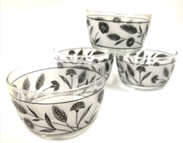 4 Libbey Silver Wheat Snack Fruit Bowls Set Vintage 3 1/2&quot; Leaf Frosted Glass EU - £19.45 GBP