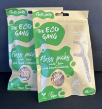 Bamboo Vegan Dental Floss Picks Eco Friendly BPA Free Eco Gang Natural (2pk) - £8.69 GBP