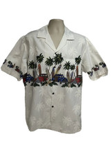 Pacific Legend Floral White Hawaiian Woody Surfboard Button Up Shirt XL ... - £39.56 GBP