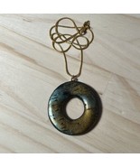 Womens Large Faux Labradorite Doughnut Pendant - Large Faux Labradorite ... - £19.06 GBP