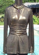 Cache Luxe Metallic Elaborate Ruched Top Tunic Event Scarf Wrap Stretch $158 NWT - £50.76 GBP