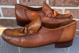 Men&#39;s Padrino Brown Leather Tassel Loafer Shoes Size 12m Made in Italy - $150.00
