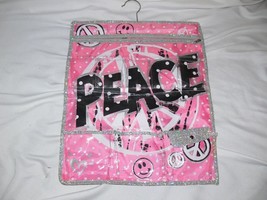 Hanging  Jewelry Accessory Organizer Closet Pink Peace Justice Girls - £10.23 GBP