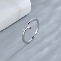 Delicate 925 Sterling Silver Tiny Fox Fashion Charm Adjustable Ring (Size 6-8) - £12.01 GBP