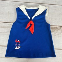 Vintage Royal Blue Girls Sailor Outfit Dress Embroidered Naval - $14.99