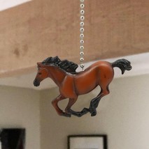 Ceiling Fan Metal Pull Chain With Brown Equestrian Galloping Horse Handl... - $14.99