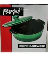 Parini Brand ~ Round ~ 1.5 Qt ~ Green Casserole w/Lid ~ Ceramic ~ Non Stick - €51,69 EUR