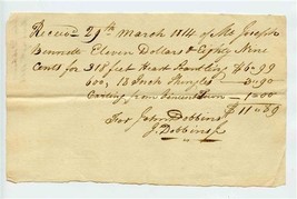 1814 Hand Written and John Dobbins Signed Receipt Mount Holly New Jersey  - $37.62