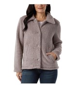 32 Degrees Womens Jacket Purple Fleece Pockets Button-Front Soft Cozy - $734.66 MXN