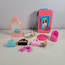 Barbie Lot 10 Accessories Purses Dog and Pink Chair Small Carrying Case - £12.69 GBP