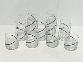 Set Of 9 ~ Vintage MCM Georges Briard Crisa Blue White Swirl Glasses Rare Set! - £74.50 GBP