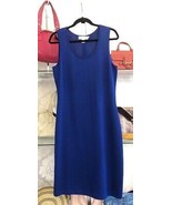 ST. JOHN Blue Sleeveless Wool Blend Knit Sheath Dress Sz 10 $999 - £276.89 GBP