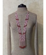 Handmade beaded Sautoir-Gerdan-Necklace with fringe in ethnic style, boh... - $86.79 CAD