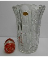 Crystal Cristal flower vase 10&quot; Bohemian cut glass hobstar star of david - £122.11 GBP