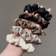 Satin Pleated Scrunchies 5 Pcs Set, Non-Slip Elastic Hair Bands For Women - $9.99