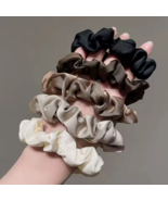 Satin Pleated Scrunchies 5 Pcs Set, Non-Slip Elastic Hair Bands For Women - $9.99