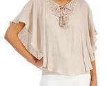 JM COLLECTION Petite Embellished Poncho Tunic Sugar Sand Beige Size PXL ... - $24.99