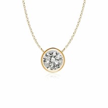ANGARA Round Natural Diamond Pendant Necklace in 14K Gold (Grade-KI3, 0.11 Ctw) - £288.74 GBP
