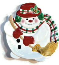 Fitz &amp; Floyd FF Handcrafted Holiday Christmas Snowman Plate Dish 8&quot; Wide - $29.95