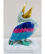 Herend Hungary Handpainted Large Pelican 5073 Green Fishnet - $791.01