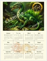 Calendar with green dragon 2024 wall calendar. Desk calendar printable. Digital  - £1.19 GBP